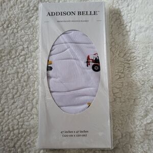 ADDISON BELLE Premium Knit Swaddle Blanket Construction Vehicles 47" X 47" NEW